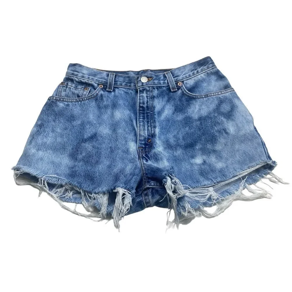 Vintage Levi’s 550 Cut-Offs Denim Shorts Frayed Hem Distressed Blue Sz 10